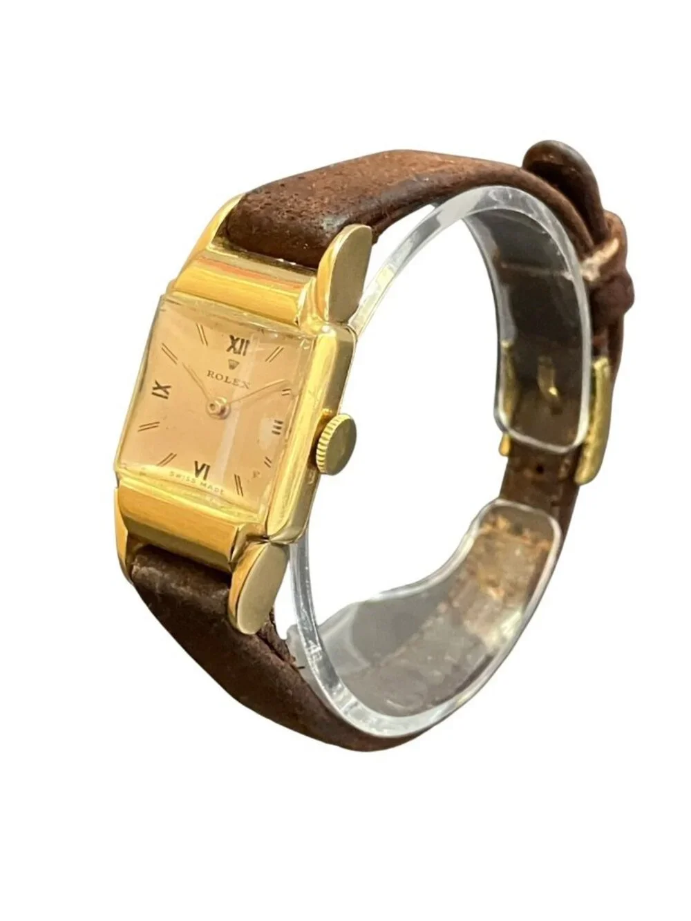 Rolex Precision Watch 18K Linen Hand Wound Gold Dial